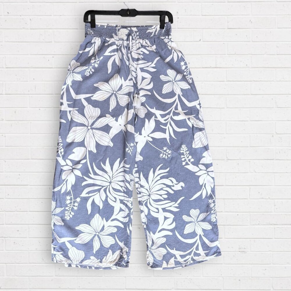 Kiwi & Punch Blue White Tropical Two-Piece Set Wide Leg Crop Coastal Resort Chic - Picture 3 of 9